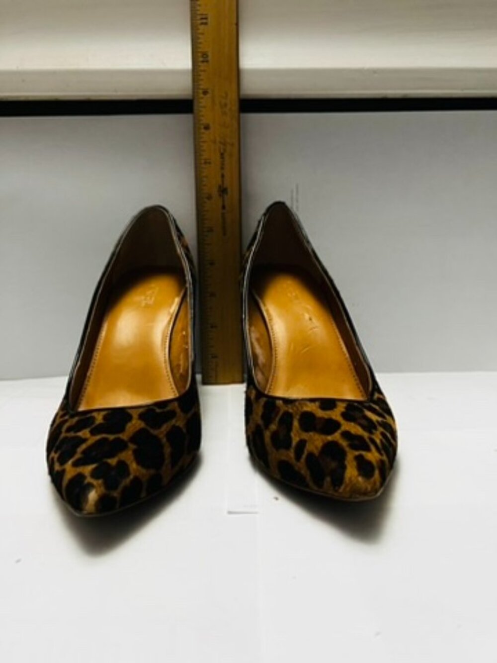 J Crew Womens Stiletto Pumps Brown Leopard Print Pointed Toe Classic Size 7.5
